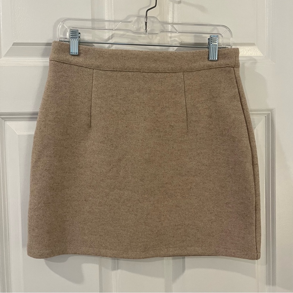 High Waisted Wool Mix Skirt